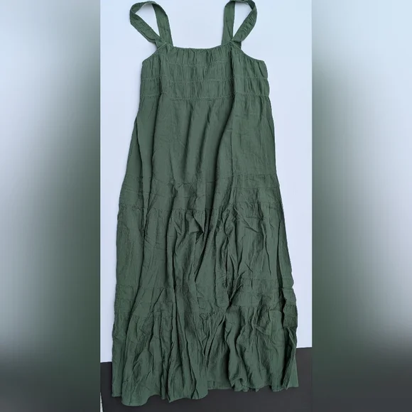 NWT J. Crew Airy gauze tiered maxi dress Sage Green Size XL 100% Cotton - Picture 2 of 8